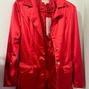 Elegant Red Satin Blazer